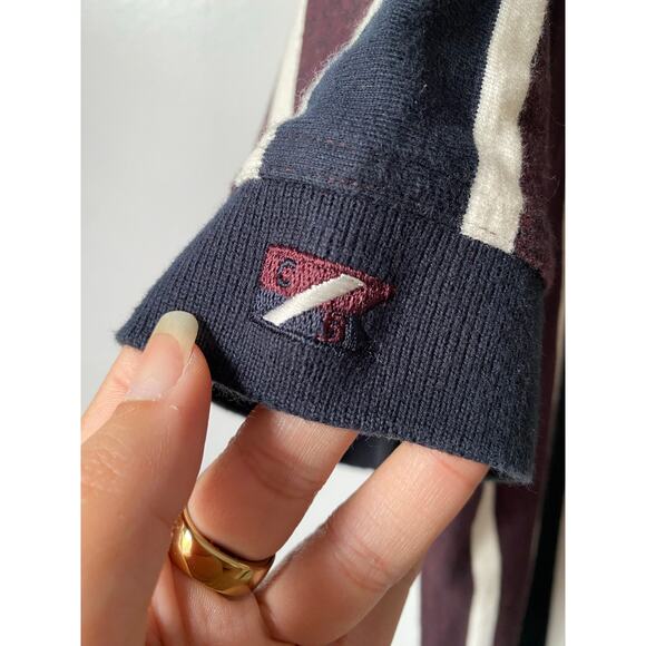 Cutter & Buck Vintage Polo Shirt M Burgundy Navy Stripe 90s Y2K Retro USA - Picture 4 of 9